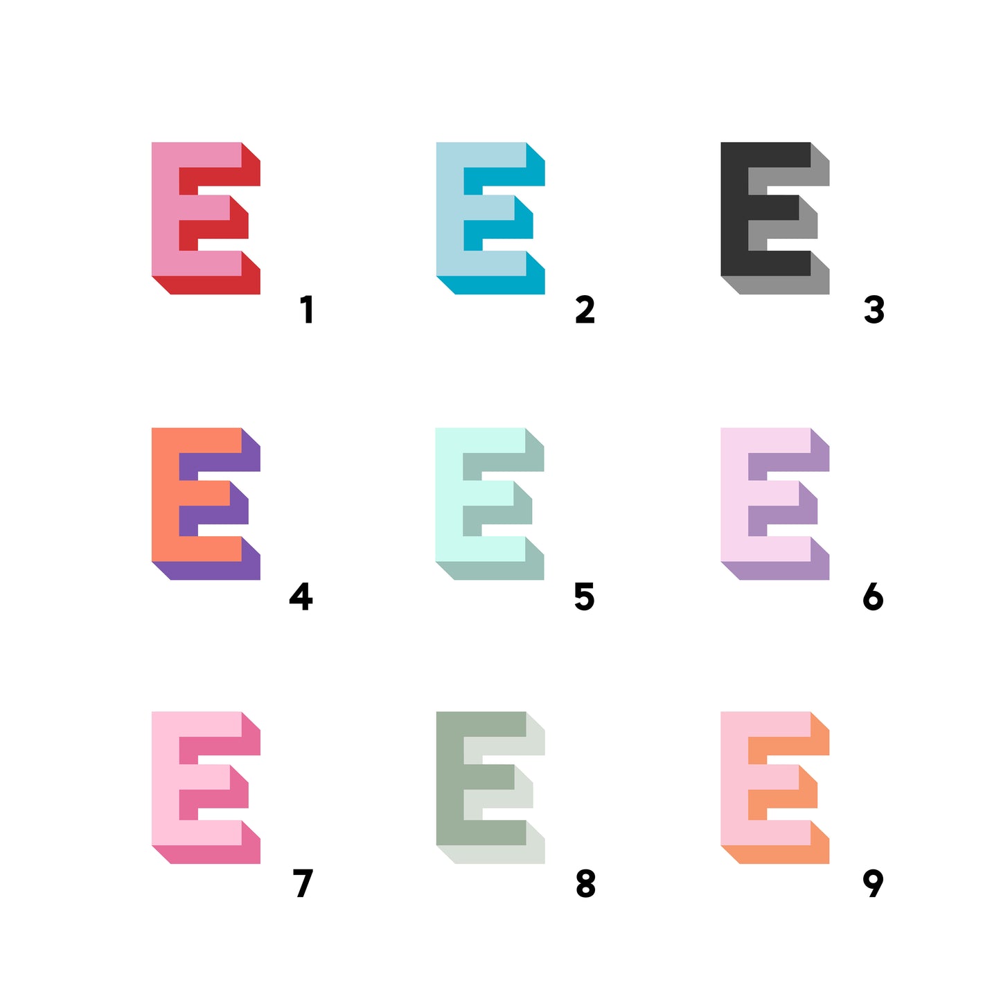 3D Initials Phone Case - 9 Color Options - daziecases