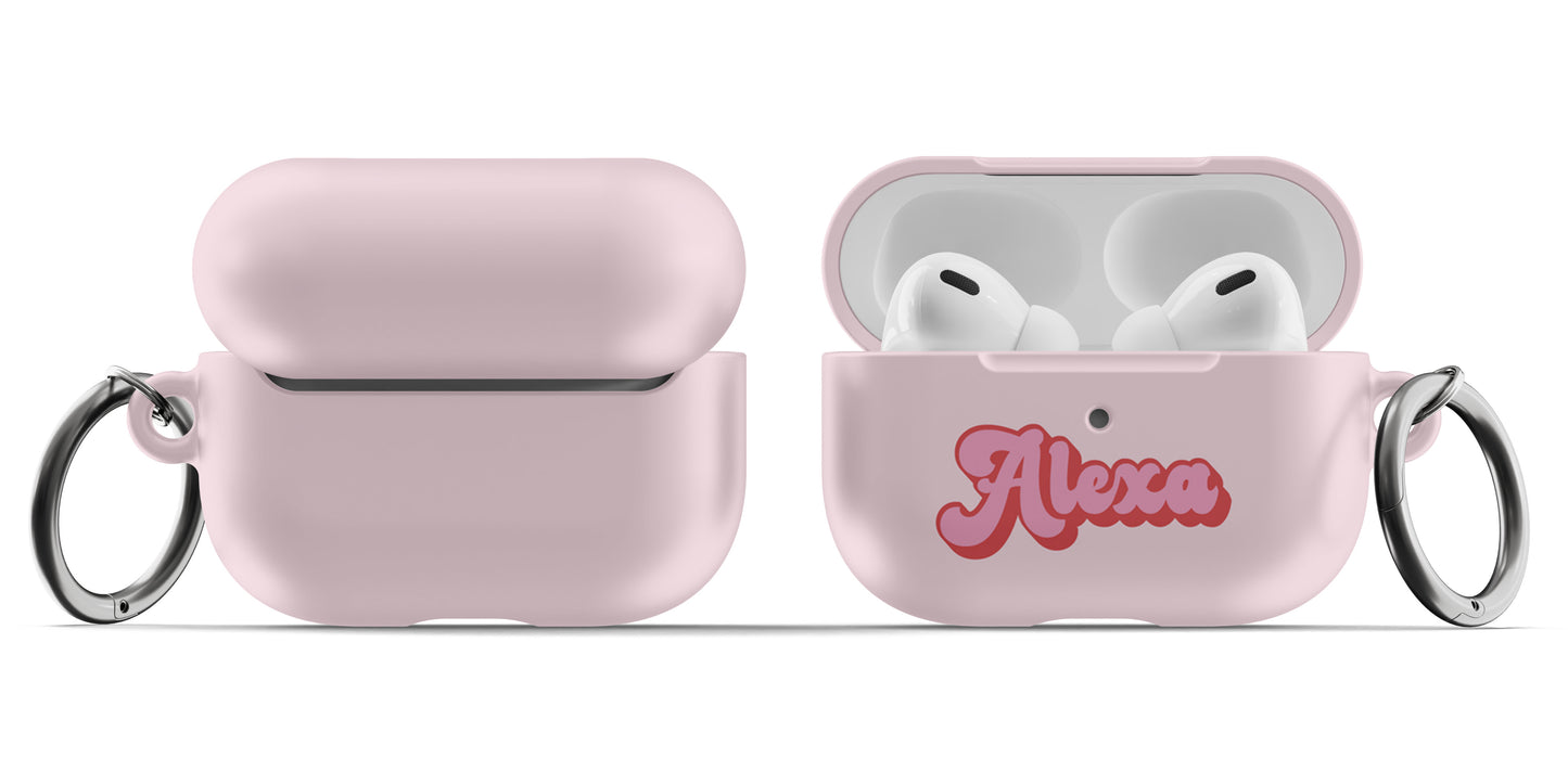 Pink and Red Retro Airpod Case - Personalized - daziecases