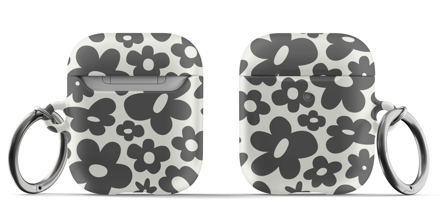 Black Retro Flowers Airpod Case - daziecases