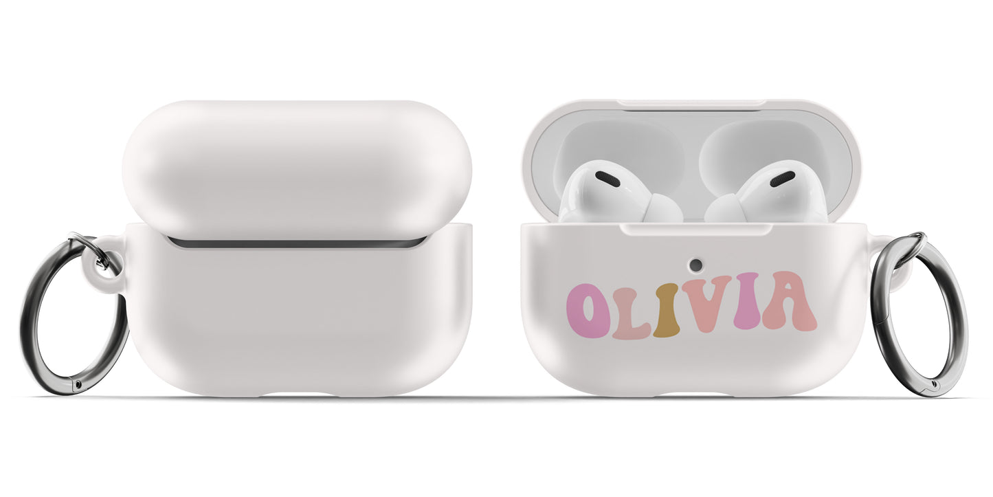 Pink and Gold Wavy Name Airpod Case - daziecases