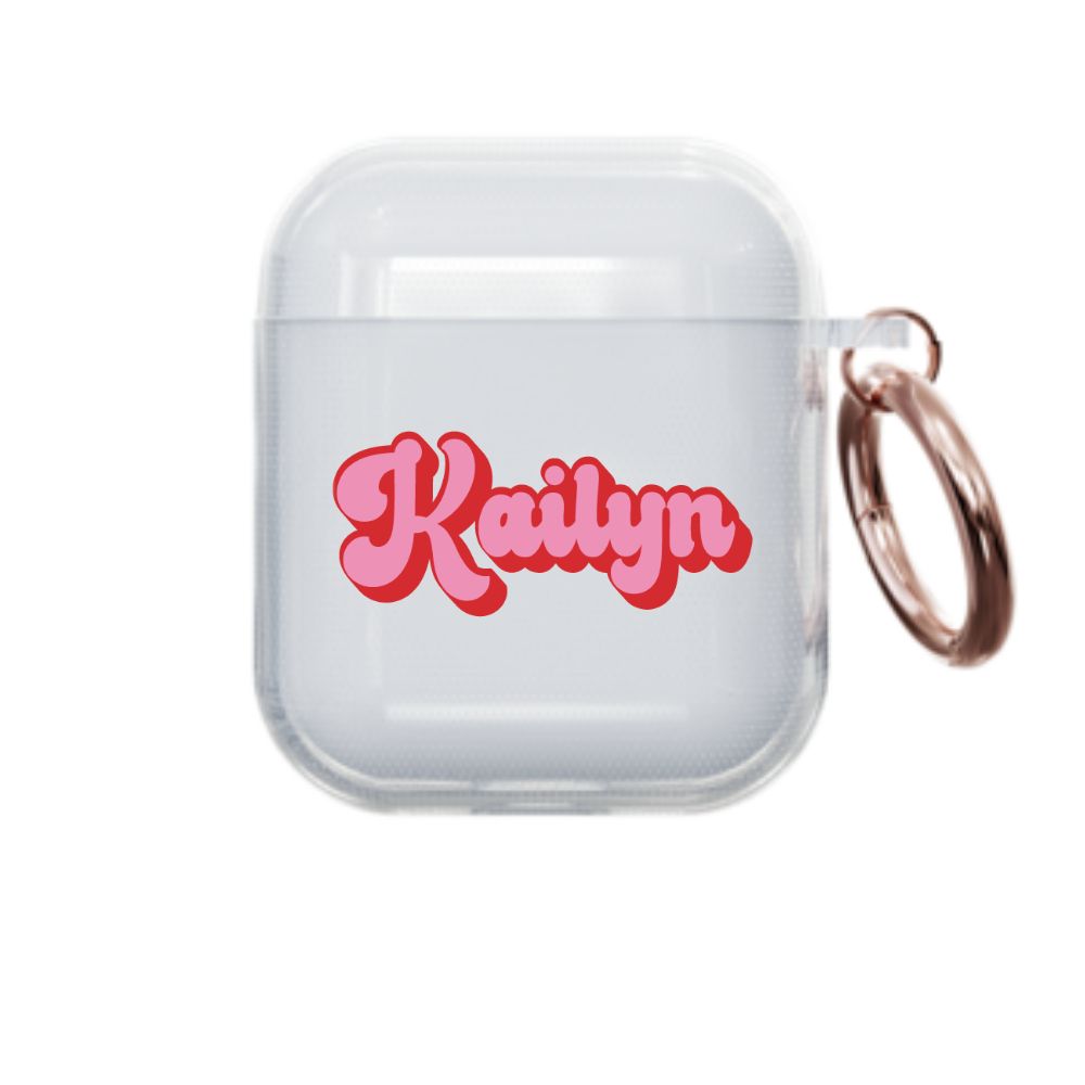 Pink and Red Retro Airpod Case - Clear - daziecases