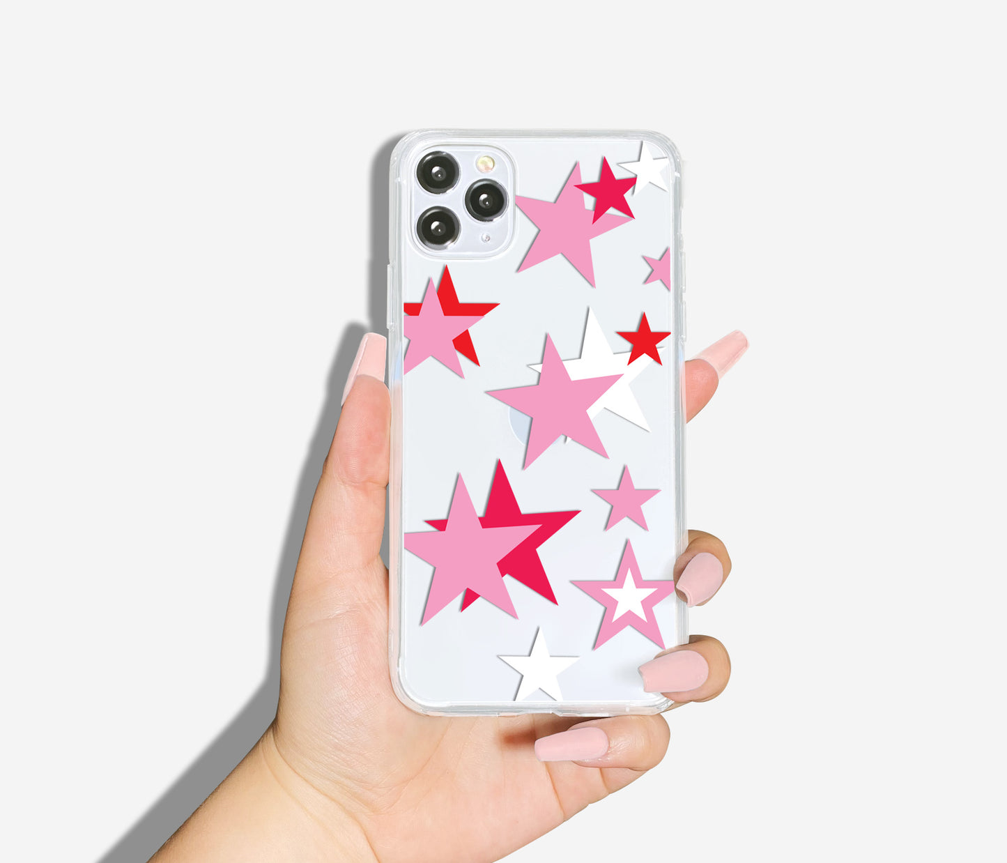Red and Pink Stars - Clear - daziecases