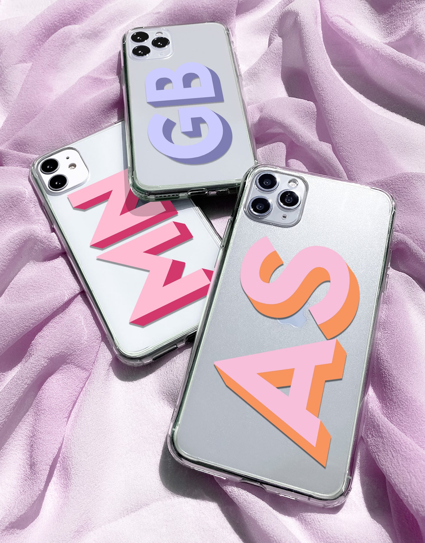 3D Initials Phone Case - 9 Color Options - daziecases