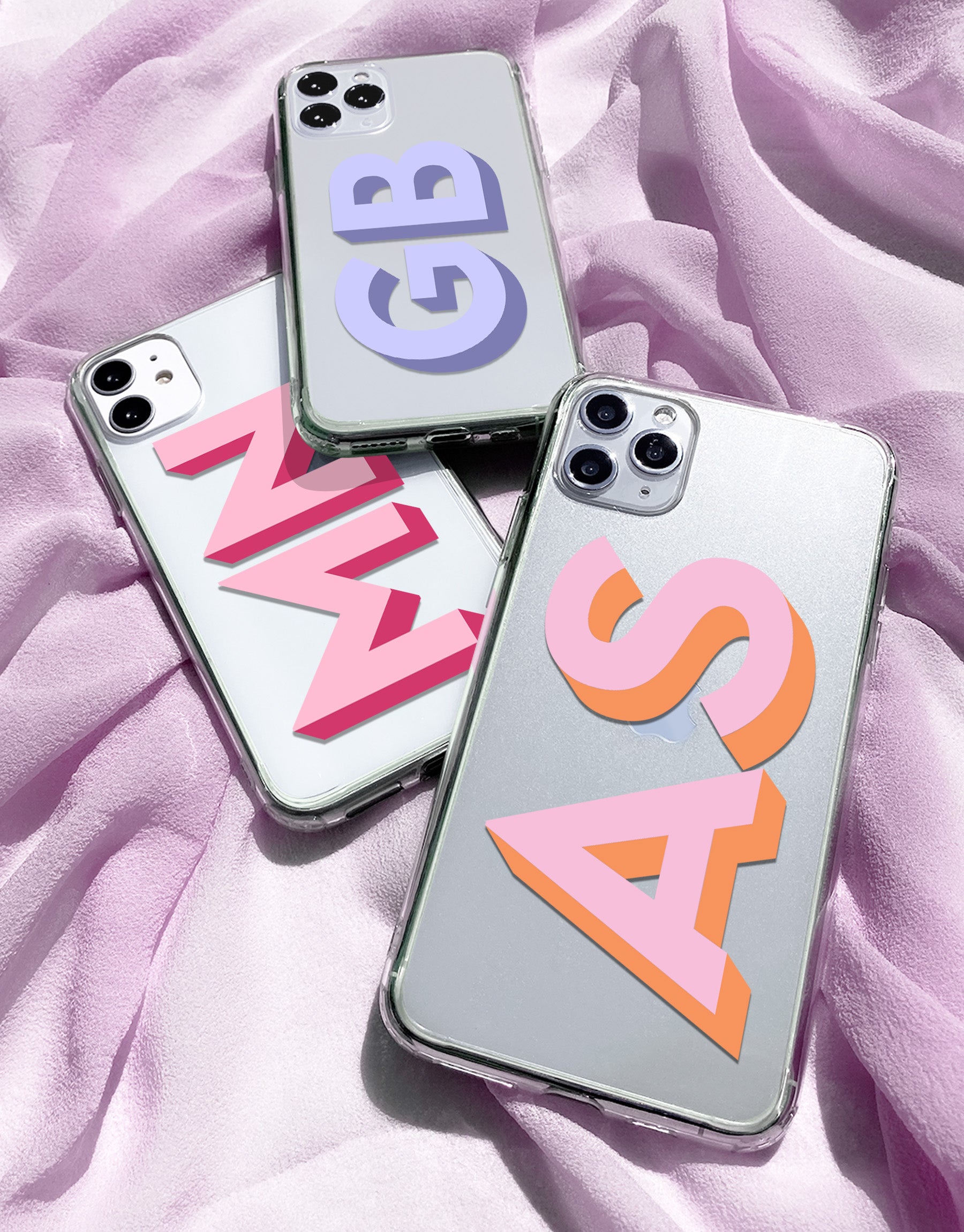 3D Initials Phone Case - 9 Color Options - daziecases