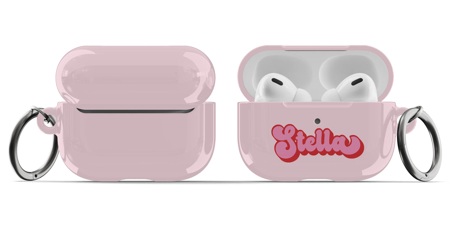 Pink and Red Retro Airpod Case - Personalized - daziecases