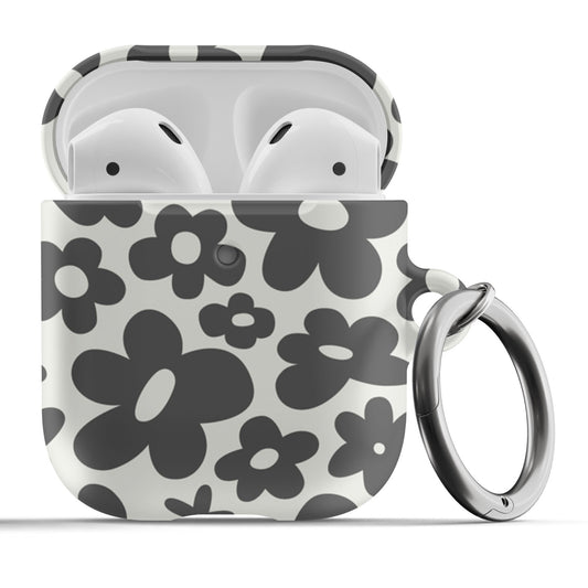 Black Retro Flowers Airpod Case - daziecases
