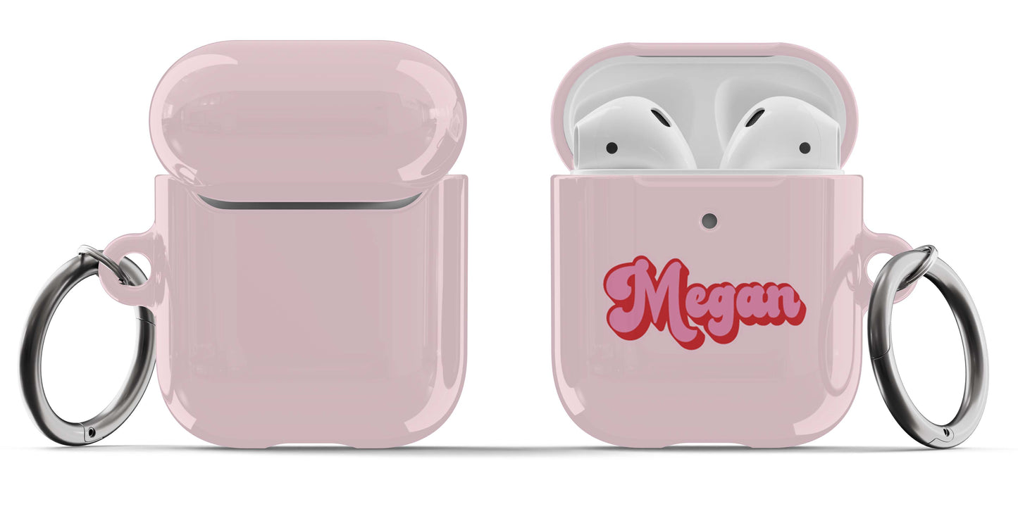 Pink and Red Retro Airpod Case - Personalized - daziecases