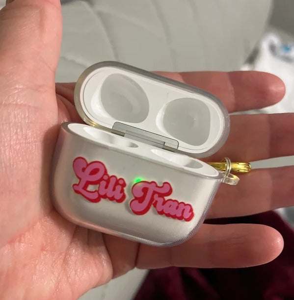 Pink and Red Retro Airpod Case - Clear - daziecases